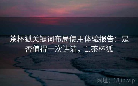 茶杯狐关键词布局使用体验报告：是否值得一次讲清，1.茶杯狐
